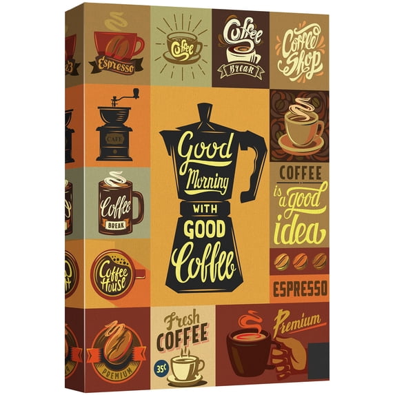 wall26 Canvas Wall Art - Vintage Style Coffee Elements - Giclee Print Gallery Wrap Modern Home Art Ready to Hang - 24x36 inches