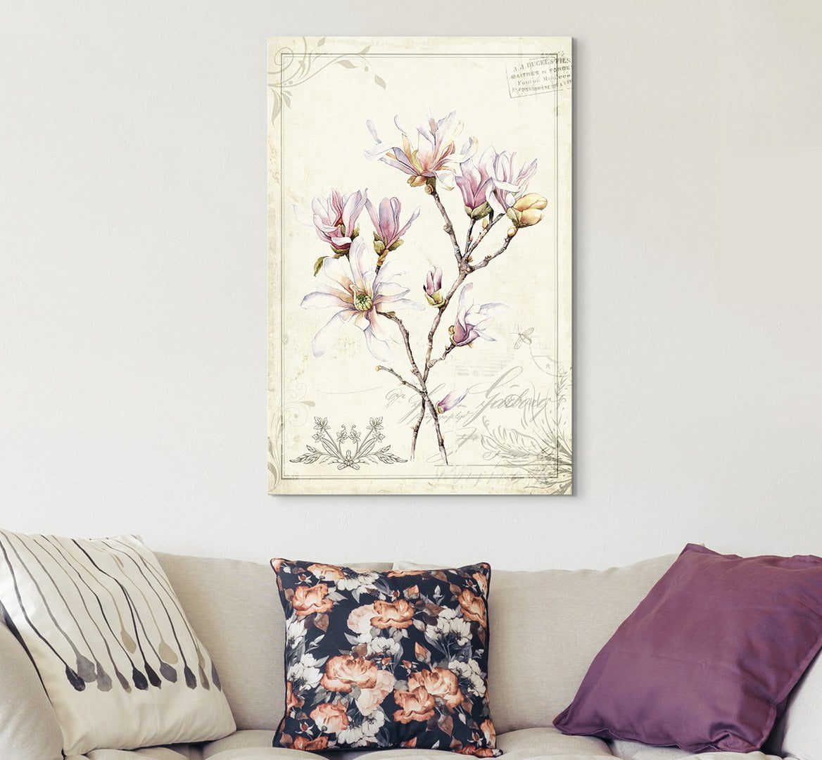 wall26 Canvas Wall Art - Vintage Style Magnolia Flowers - Giclee Print ...