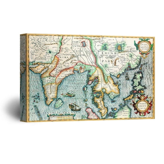 wall26 Canvas Wall Art - Vintage World Map of The Eastern Hemisphere - Giclee Print Gallery Wrap Modern Home Art Ready to Hang - 32x48 inches