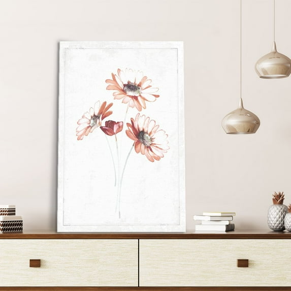 wall26 - Canvas Wall Art - Watercolor Paint Red Sunflower Aster Flower Series Artwork - Giclee Print Gallery Wrap Modern Home Art Ready to Hang - 24x36 inches