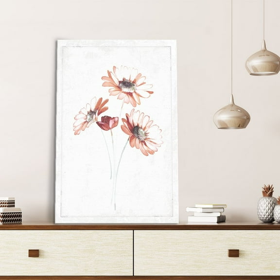 wall26 - Canvas Wall Art - Watercolor Paint Red Sunflower Aster Flower Series Artwork - Giclee Print Gallery Wrap Modern Home Art Ready to Hang - 32x48 inches