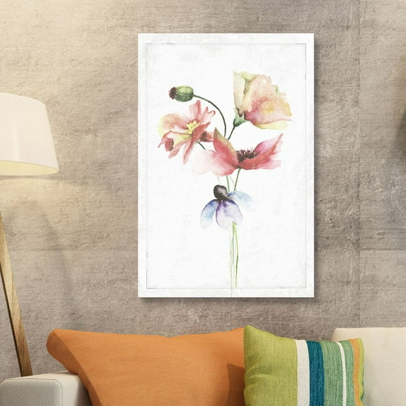wall26 - Canvas Wall Art - Watercolor Paint Variations Poppys Flower Series Artwork - Giclee Print Gallery Wrap Modern Home Art Ready to Hang - 32x48 inches