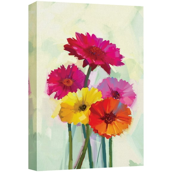 wall26 Canvas Wall Art - Watercolor Style Colorful Flowers - Giclee Print Gallery Wrap Modern Home Art Ready to Hang - 16x24 inches