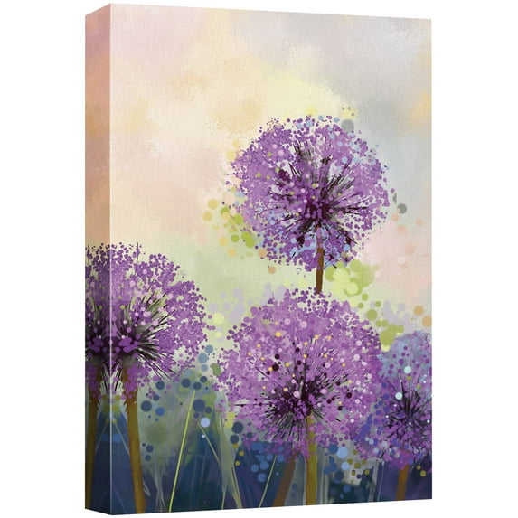 wall26 Canvas Wall Art - Watercolor Style Purple Flowers - Giclee Print Gallery Wrap Modern Home Art Ready to Hang - 16x24 inches