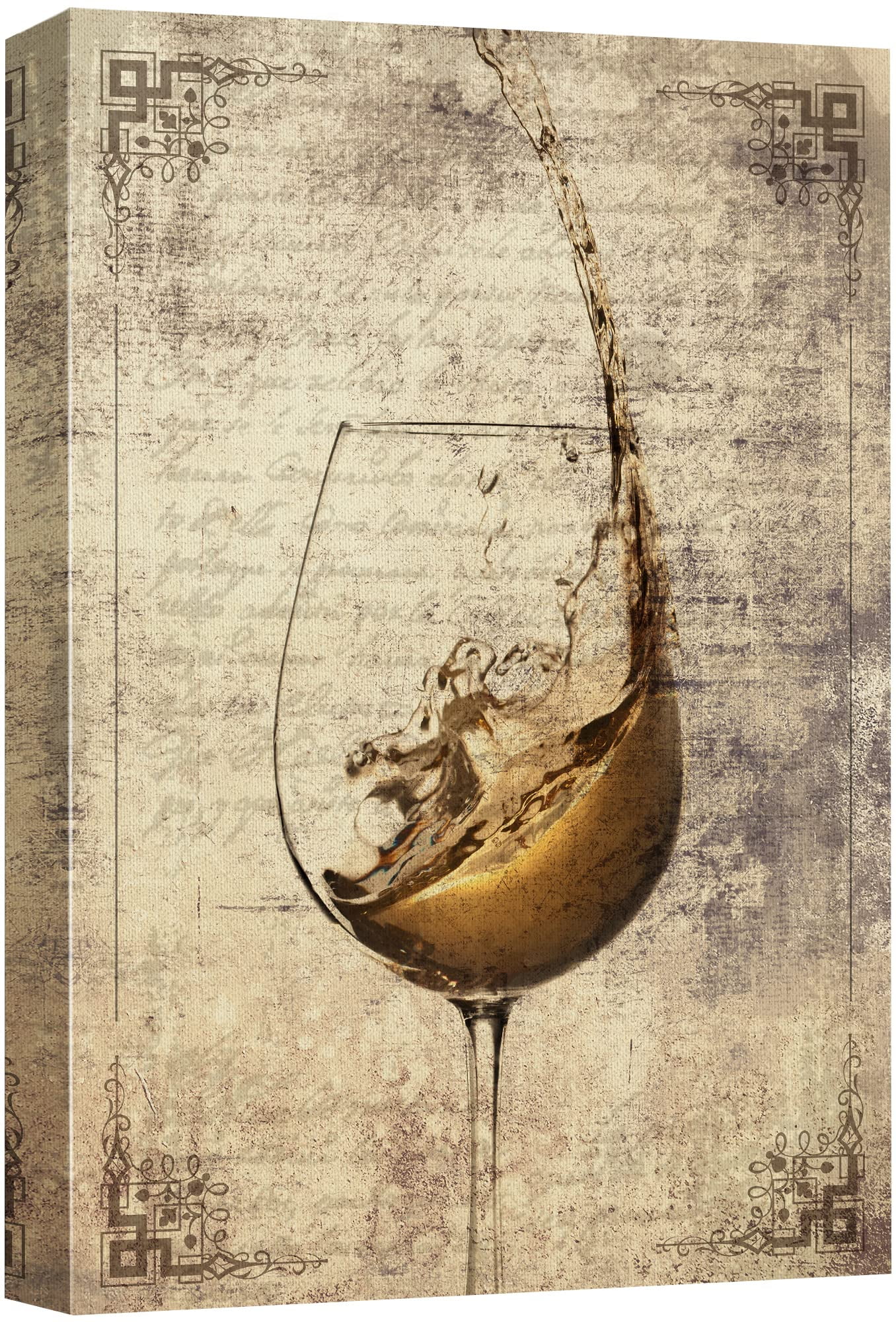 Vintage Wine Splash Canvas Wall Art, 24x36 Inches