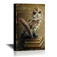 thumbnail image 1 of wall26 - Canvas Wall Art - Wise Owl Sitting on Books - Gallery Wrap Modern Home Art | Ready to Hang - 16x24 inches, 1 of 3