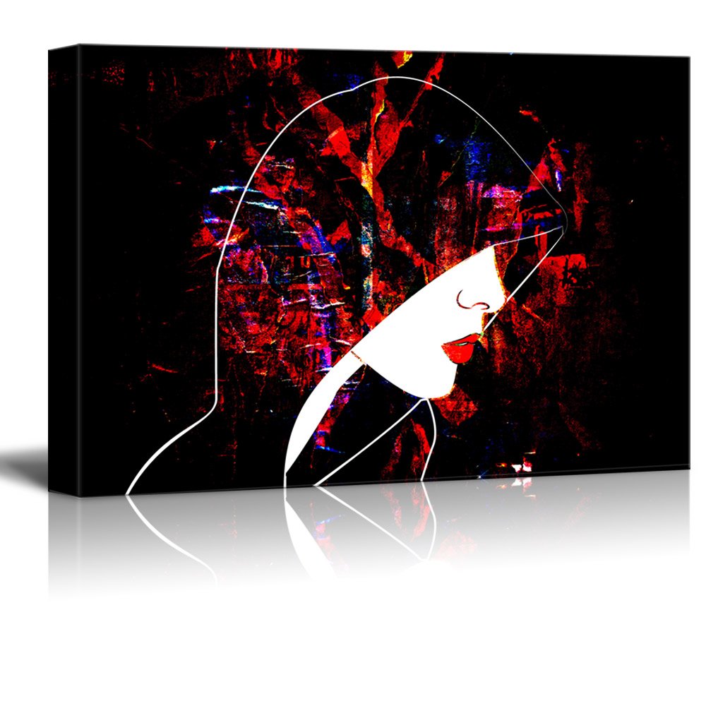 wall26 Canvas Wall Art - Woman with Red Lips in Black Coat - Giclee ...