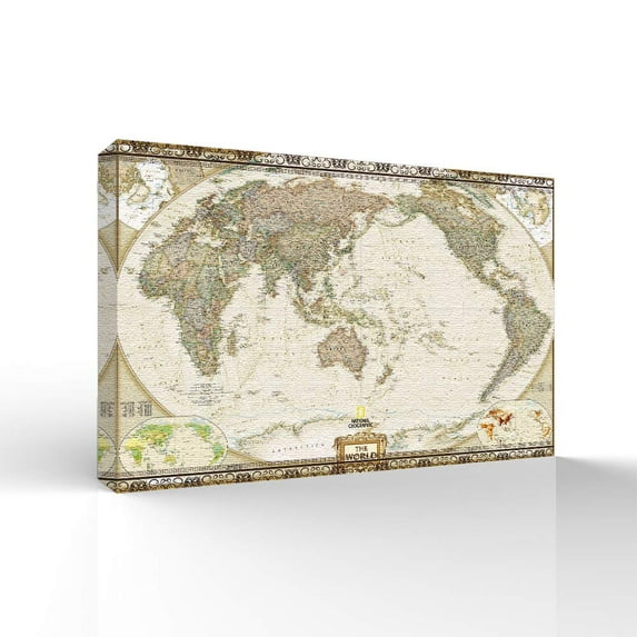 wall26 Canvas Wall Art World Maps Pictures Home Wall Decorations for Bedroom Living Room Paintings Canvas Prints Framed - 12x18 inches