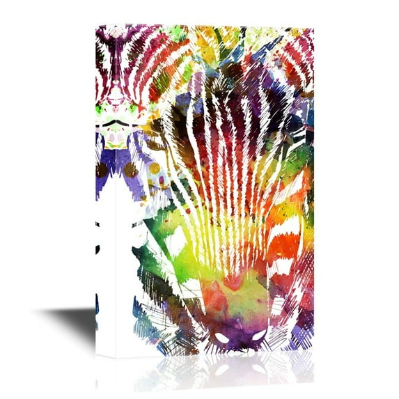 wall26 - Canvas Wall Art - Zebra with Watercolor Splash - Gallery Wrap Modern Home Art | Ready to Hang - 16x24 inches