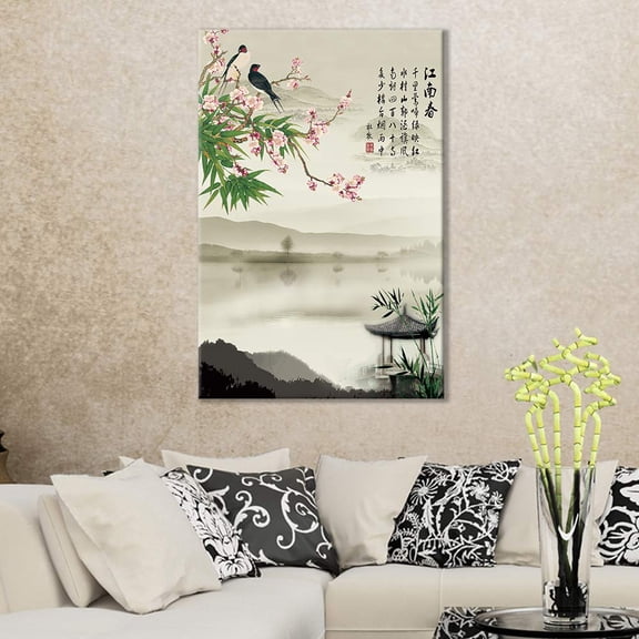 wall26 Canvas Wall Art of Chinese Garden Oriental Style | 32x48 inches