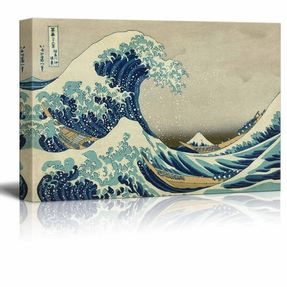 wall26 Canvas Wll Art - The Great Wave Off Kanagawa by Japanese Artist Hokusai - Thirty-six Views of Mount Fuji Series - Giclee Print and Stretched Ready to Hang - 24"x36"