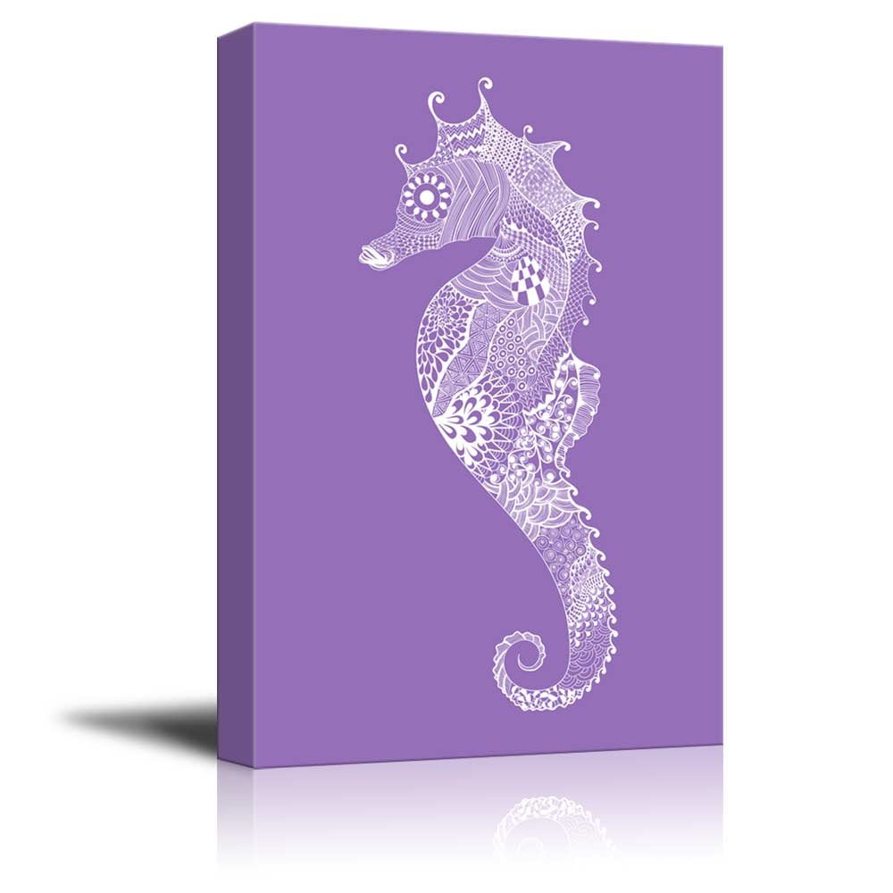 wall26 - Canvas Wll Art - Seahorse with Beautiful Pattern on Purple ...