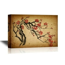 wall26 - Chinese Culture Canvas Wall Art - Chinese Painting of Plum Blossom - Gallery Wrap Modern Home Art | Ready to Hang - 32x48 inches