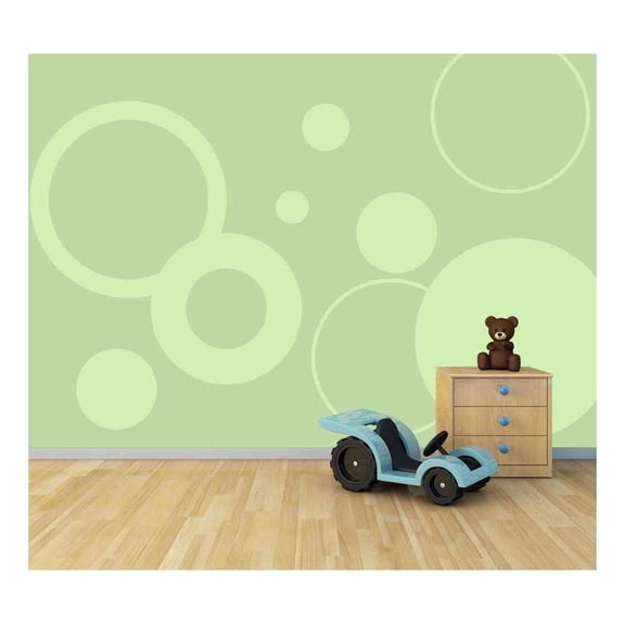 wall26 - Circle Patterns on Light Green Background - Large Wall Mural, Removable Peel and Stick Wallpaper, Home Decor - 66x96 inches