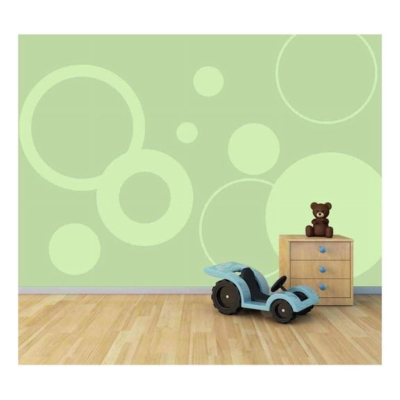 wall26 - Circle Patterns on Light Green Background - Large Wall Mural, Removable Peel and Stick Wallpaper, Home Decor - 66x96 inches