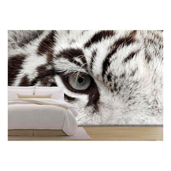 wall26 - Close Up of White Bengal Tiger Eye - Removable Wall Mural | Self-Adhesive Large Wallpaper - 100x144 inches