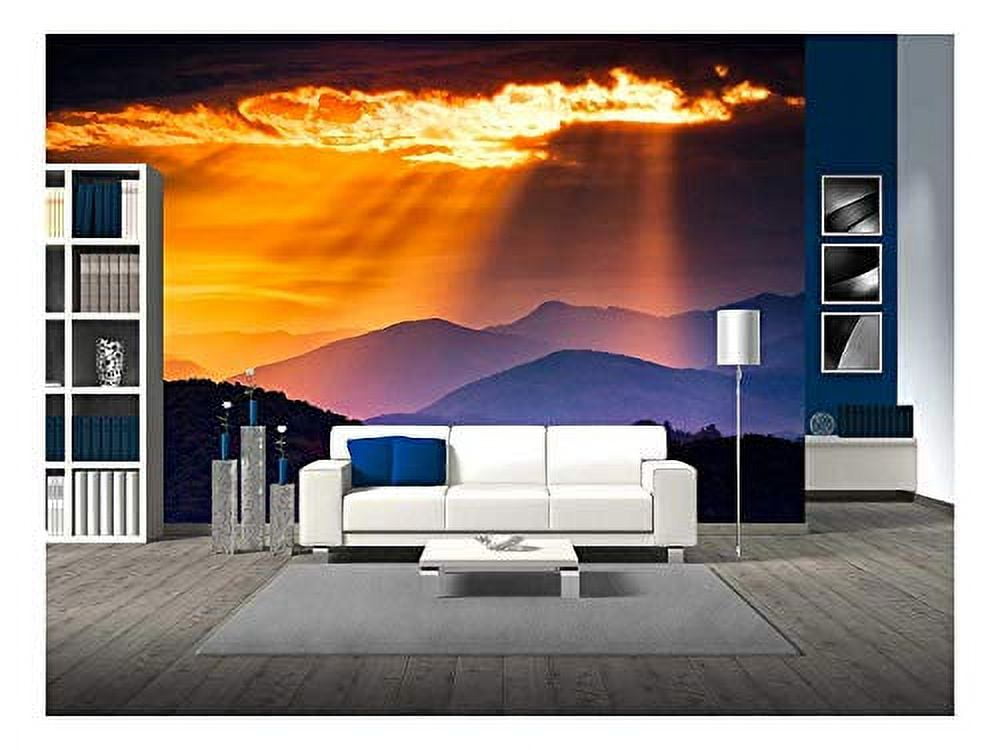 wall26 - Colorful Autumn Sunrise Over The Smoky Mountains - Removable Wall Mural | Self-Adhesive Large Wallpaper - 100x144 inches