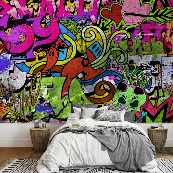 wall26 - Colorful Graffiti - Large Wall Mural, Removable Peel and Stick Wallpaper, Home Decor - 100x144 inches