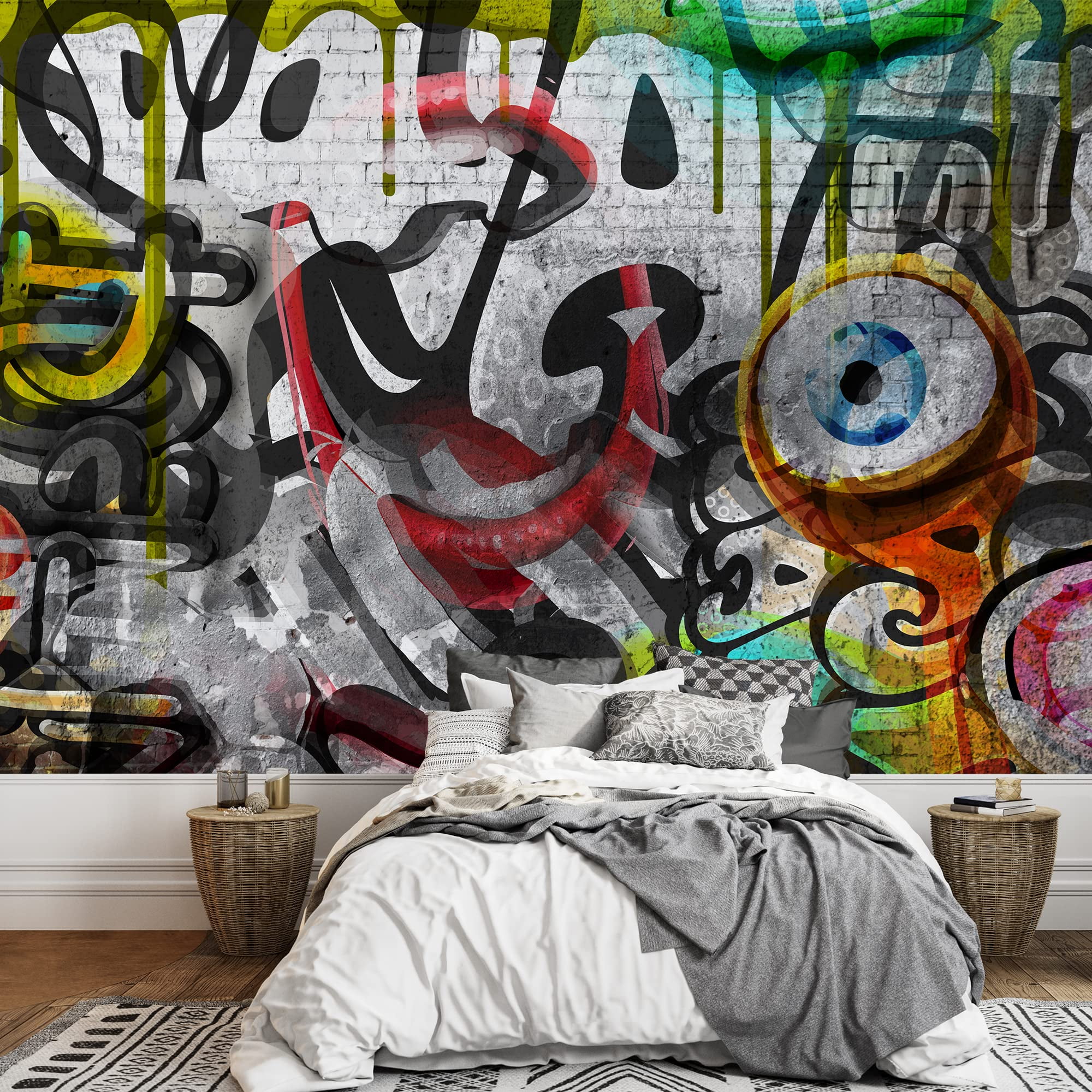 wall26 - Colorful Graffiti - Large Wall Mural, Removable Peel and Stick Wallpaper, Home Decor - 66x96 inches
