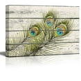 thumbnail image 1 of wall26 - Colorful Peacock Feathers Artwork - Rustic Canvas Wall Art Home Art - 12x18 inches, 1 of 4