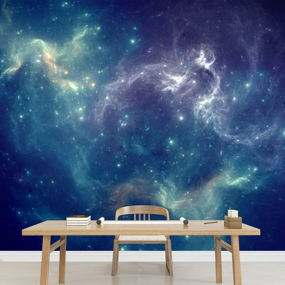 wall26 - Colorful Space Nebula - Removable Wall Mural | Self-Adhesive Large Wallpaper - 66x96 inches