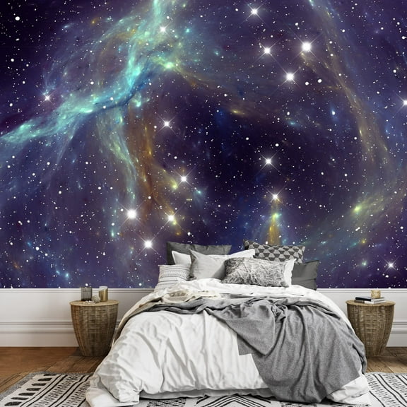 wall26 - Colorful Space Star Nebula - Removable Wall Mural | Self-Adhesive Large Wallpaper - 100x144 inches