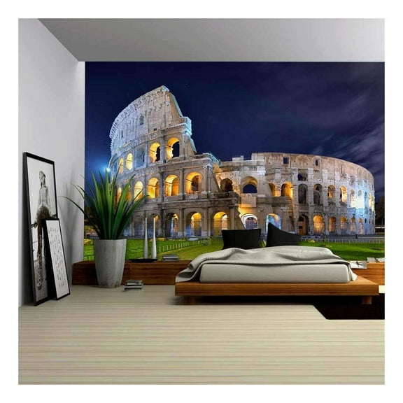 wall26 - Colosseum at Night in The Moonlight - Removable Wall Mural | Self-Adhesive Large Wallpaper - 100x144 inches