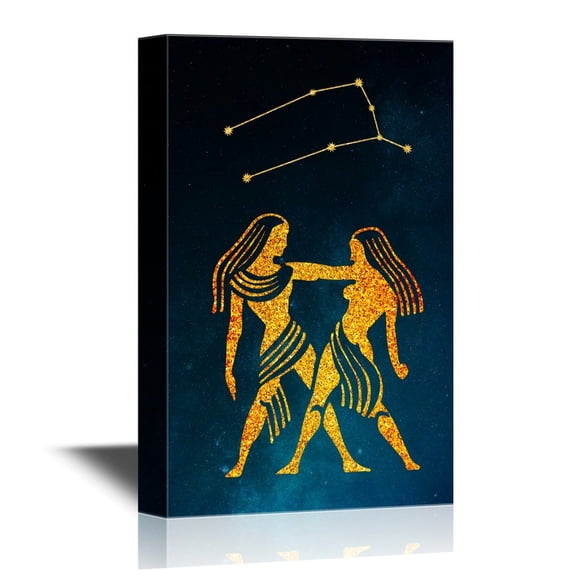 wall26 - Constellation Canvas Wall Art - Gemini - Gallery Wrap Modern Home Art | Ready to Hang - 12x18 inches