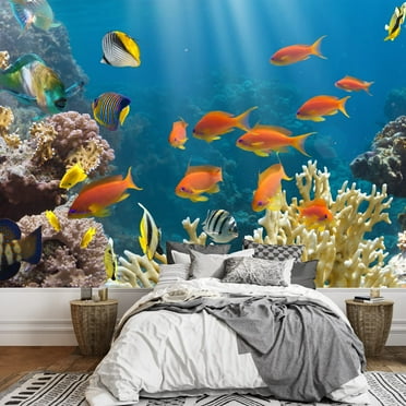 wall26 - Coral and Fish in The Red Sea.Egypt - Removable Wall Mural | Self-Adhesive Large Wallpaper - 100x144 inches