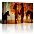 thumbnail image 1 of wall26 - Country Scene with The Silhoutte of Horses and A Couple Holding Hands - Canvas Art Home Art - 24x36 inches, 1 of 4