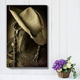 thumbnail image 1 of wall26 - Cowboy hat on The Saddle Horn - Hung up Spurs - Wood and Leather Vintage Art - Country and Western Rustic Tone - Canvas Art Home Art - 16x24 inches, 1 of 4