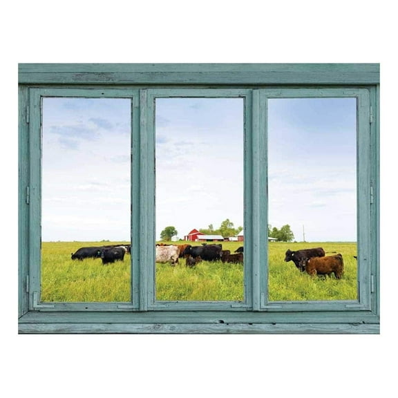 wall26 - Cows in a Field with a Red Barn in The Background - Wall Mural, Removable Sticker, Home Decor - 36x48 inches
