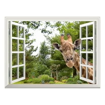 wall26 Creative Wall Sticker - A Curious Giraffe Sticking Its Head into an Open Window-Cute & Funny Wall Mural - 36 inchx48 inch