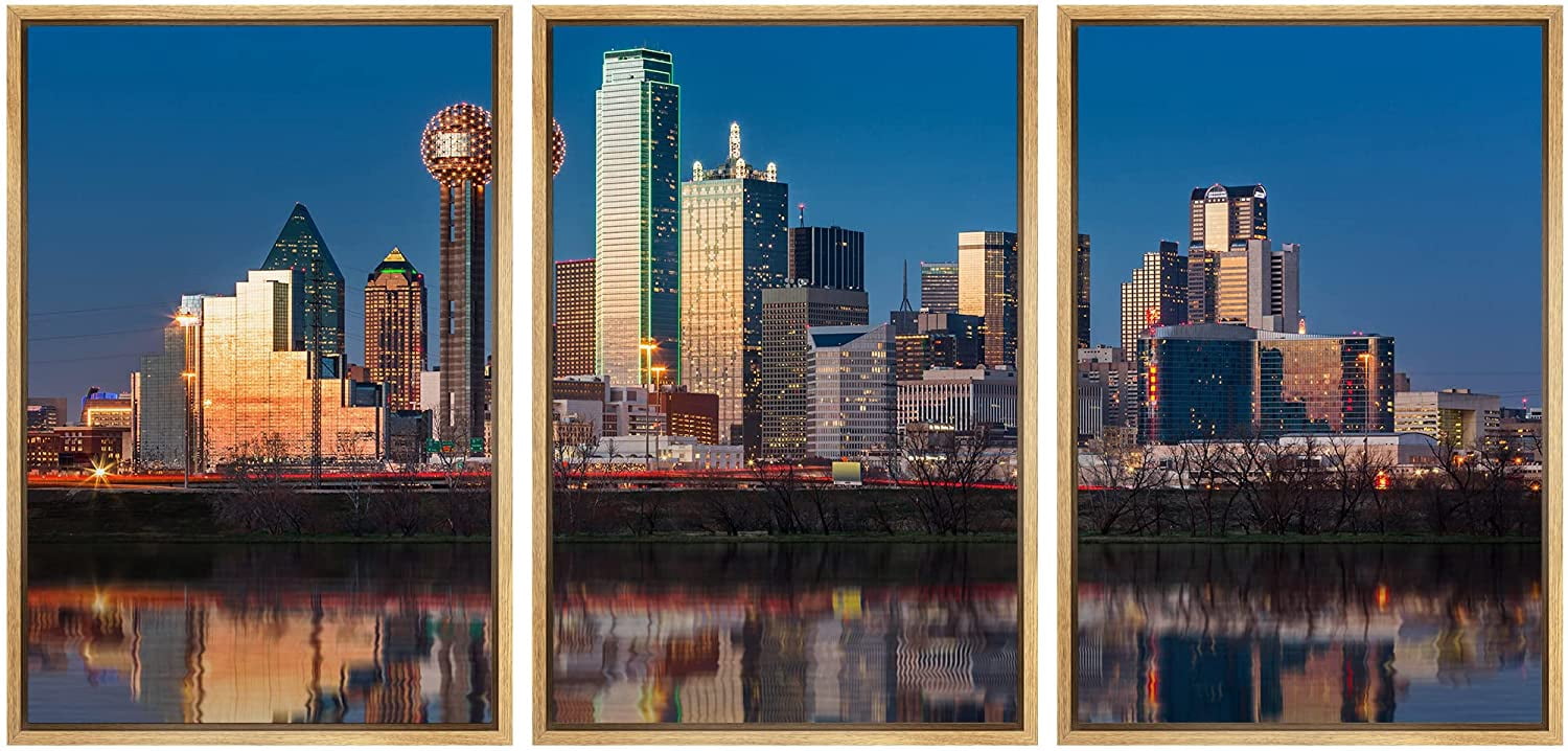 wall26 - Dallas Skyline at Sunset - Framed Canvas Art Wall Art - 24"x36 ...