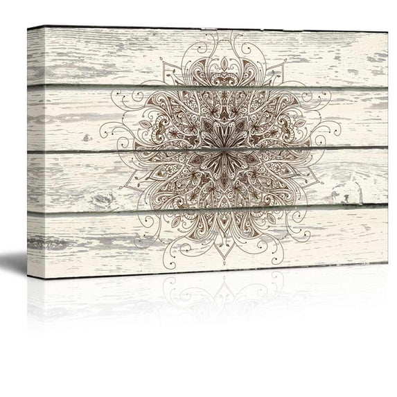 wall26 - Decorative Patterned Art on a Rustic Wooden Background - Canvas Art Home Art - 24x36 inches