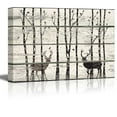 thumbnail image 1 of wall26 - Deer in Birch Forest Wood Cut Print Artwork - Rustic Canvas Wall Art Home Art - 24x36 inches, 1 of 4