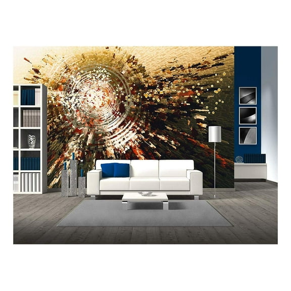 wall26 - Digital Painting of Abstract High Technology Circle Background - Removable Wall Mural | Self-Adhesive Large Wallpaper - 66x96 inches