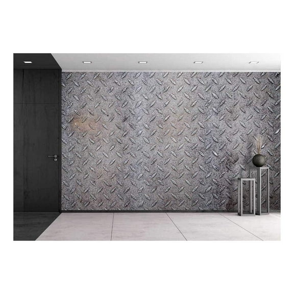 wall26 - Dirty Metal Diamond Grip Pattern Texture - Removable Wall Mural | Self-Adhesive Large Wallpaper - 100x144 inches