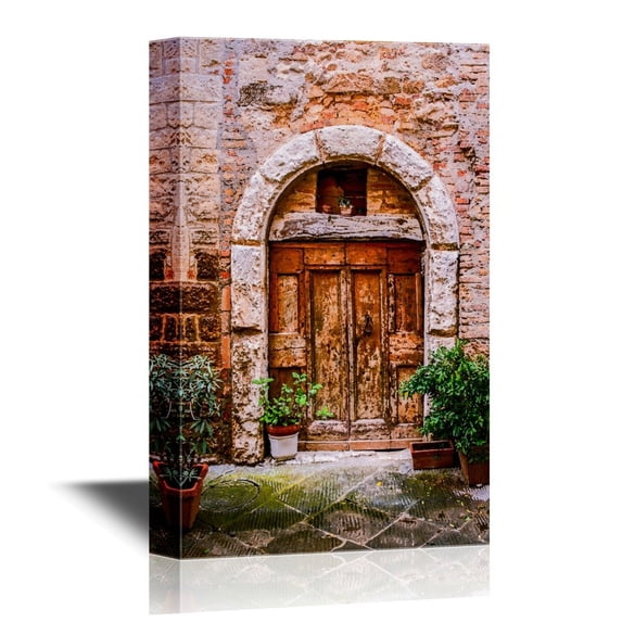 wall26 - Doors Canvas Wall Art - Old Doors of Tuscany Italy - Gallery Wrap Modern Home Art | Ready to Hang - 24x36 inches