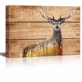 thumbnail image 1 of wall26 - Double Exposure Rustic Canvas Wall Art - Elk Deer in The Wild on Vintage Wood Background - Giclee Print Modern Wall Art | Stretched Gallery Wrap Ready to Hang - 16x24 inches, 1 of 4