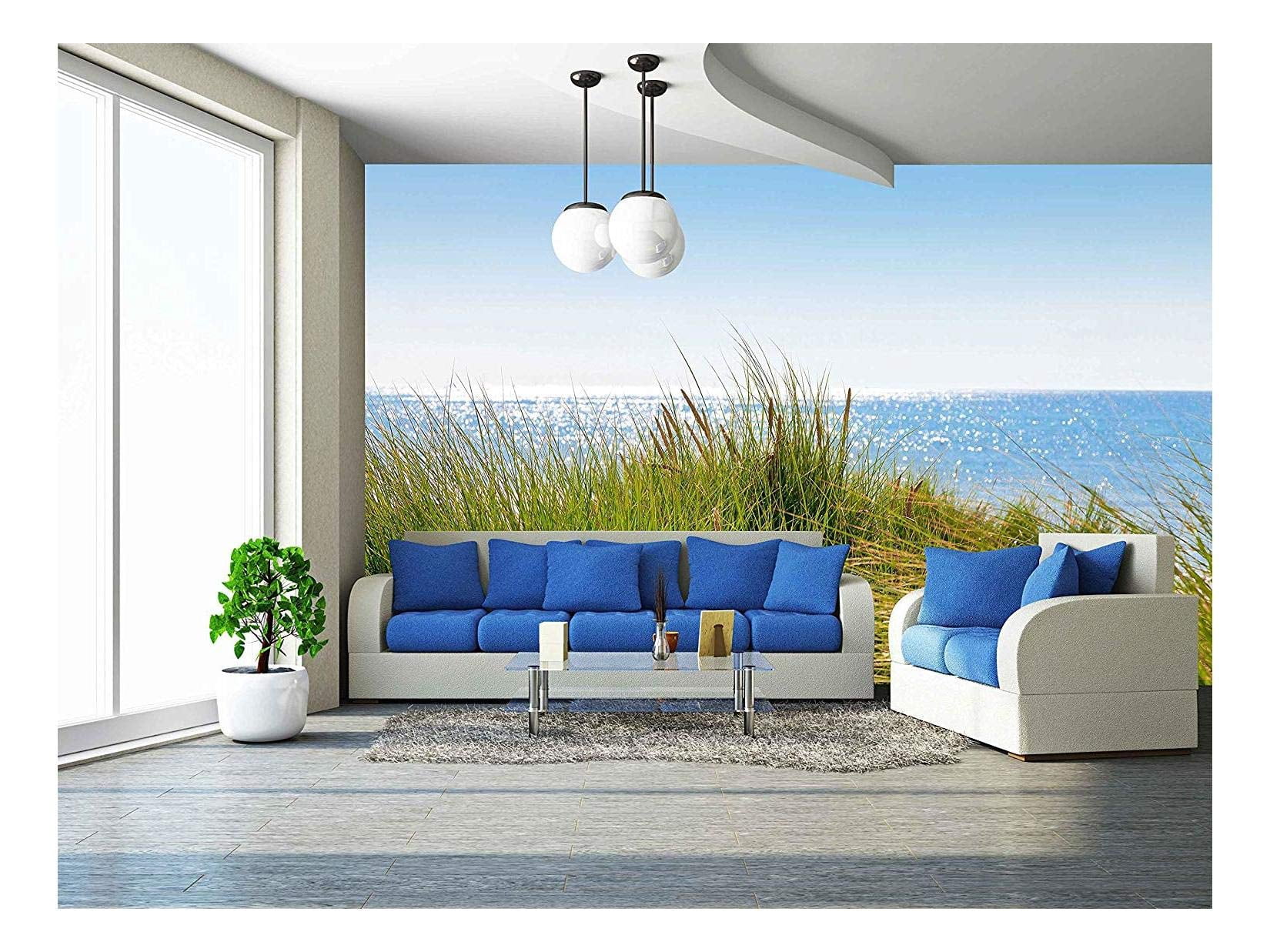 wall26 - Dunes to The Sea. Seascape. - Removable Wall Mural | Self-Adhesive Large Wallpaper - 100x144 inches
