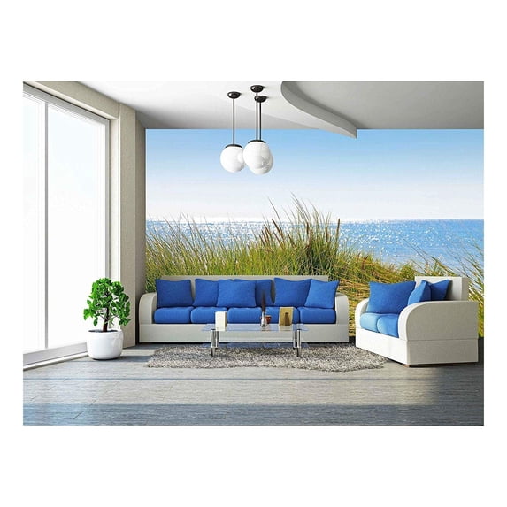 wall26 - Dunes to The Sea. Seascape. - Removable Wall Mural | Self-Adhesive Large Wallpaper - 66x96 inches