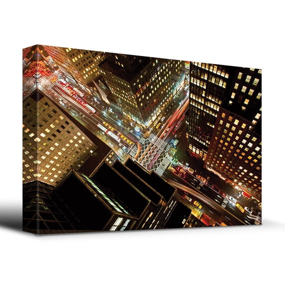 wall26 - Eagle Eye View of 42nd Street in New York City - Canvas Art Home Art - 12x18 inches