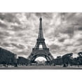 thumbnail image 1 of wall26 - Eiffel Tower with Dramatic Sky Monochrome Black and White - Removable Wall Mural | Self-Adhesive Large Wallpaper - 66x96 inches, 1 of 6