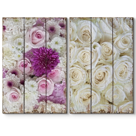 wall26 Elegant Roses Placed on a Wooden Canvas Background - Canvas Art Home Art - 24x36 inches