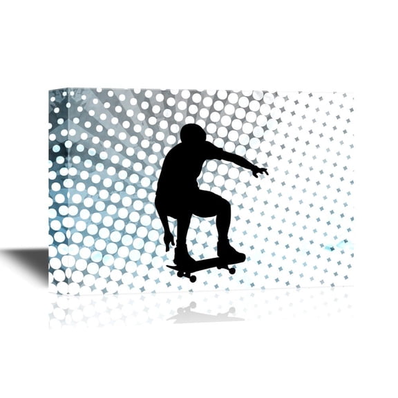 wall26 Extreme Sport Canvas Wall Art - Young Man on Skateboard - Gallery Wrap Modern Home Art | Ready to Hang - 16x24 inches