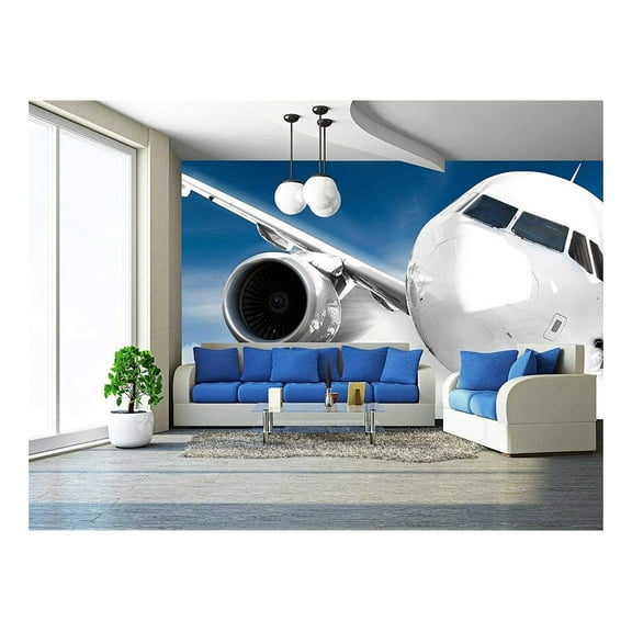 wall26 - Fast Airplane in The Sky - Removable Wall Mural | Self-Adhesive Large Wallpaper - 100x144 inches