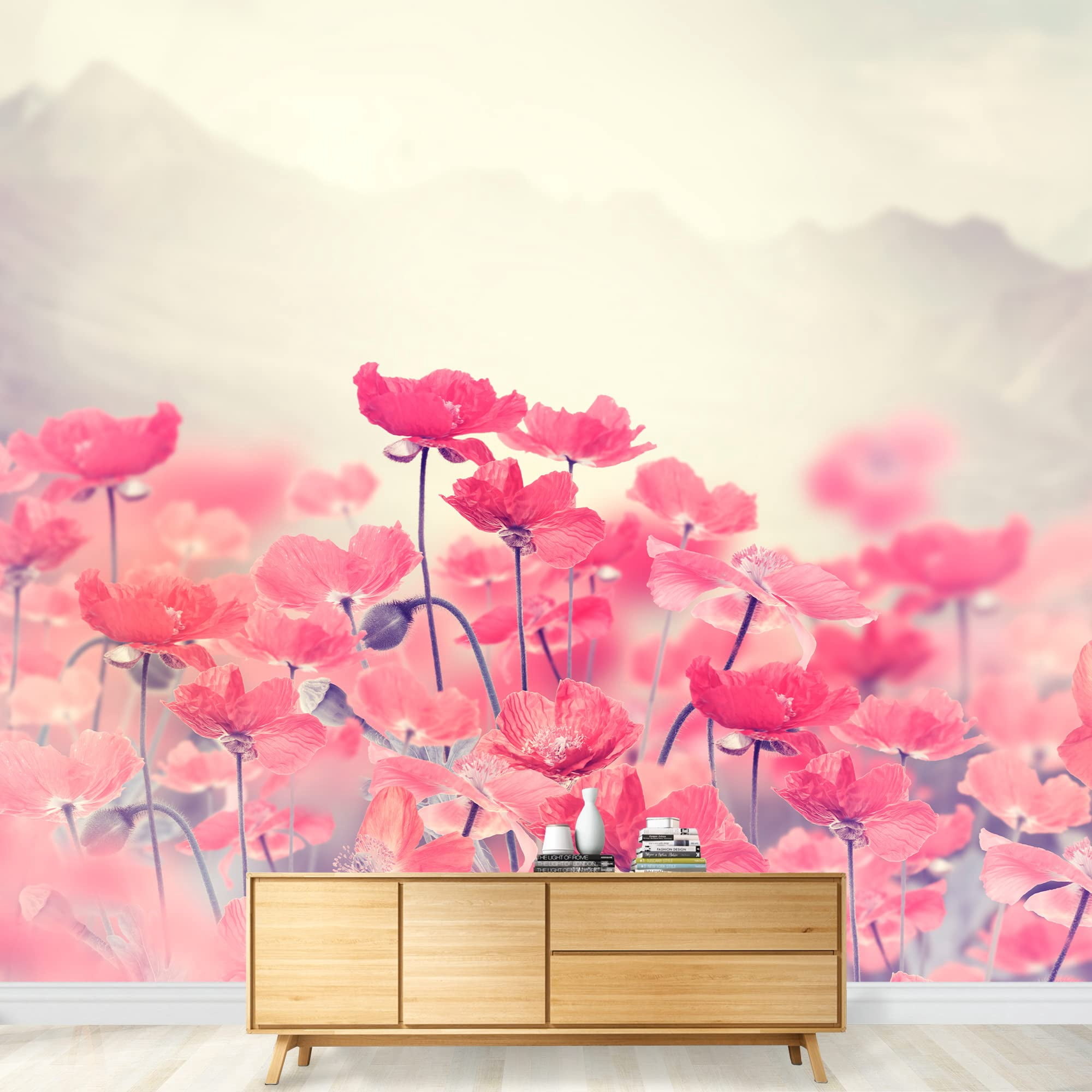 wall26 - Field of Bright Red Poppy Flowers - Removable Wall Mural ...