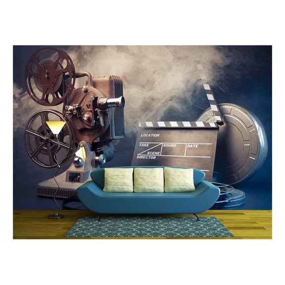 wall26 - Filmmaking Concept Scene with Dramatic Lighting - Removable Wall Mural | Self-Adhesive Large Wallpaper - 66x96 inches