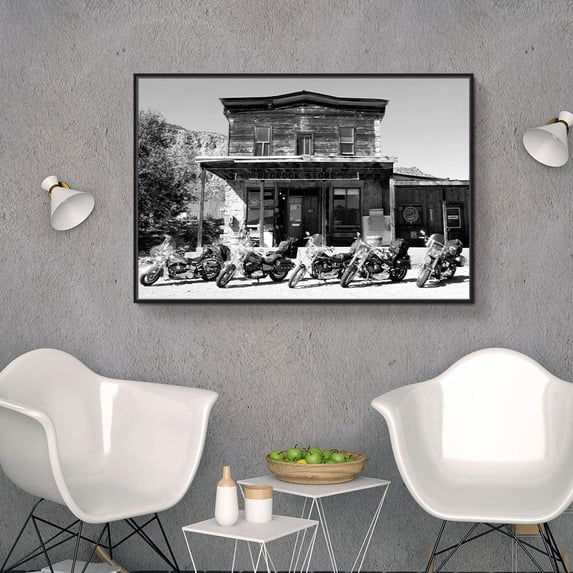 wall26 Floating Framed Canvas Wall Art for Living Room, Bedroom Black and White Building Canvas Prints for Home Decoration Ready to Hang - 16x24 inches